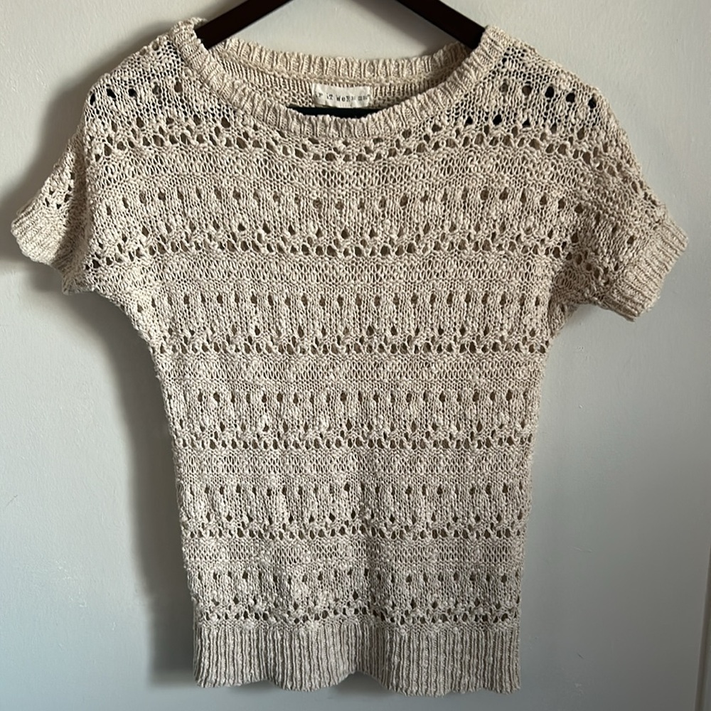 If It Were Me Open Knot Short Sleeve Boatneck Collar Slim Fit Sweater - Picture 8 of 9